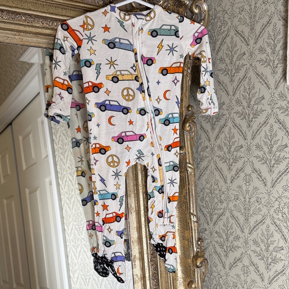 Posh Peanut Car Print One Piece Two-way Zipper Footed Sleeper 0-3 Months